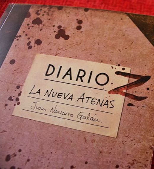 Portada de la novela zombie: "Diario Z: La Nueva Atenas" de Juan Navarro Galán.