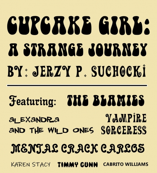 Afiche de Cupcake Girl referenciando el concierto The Trip. 